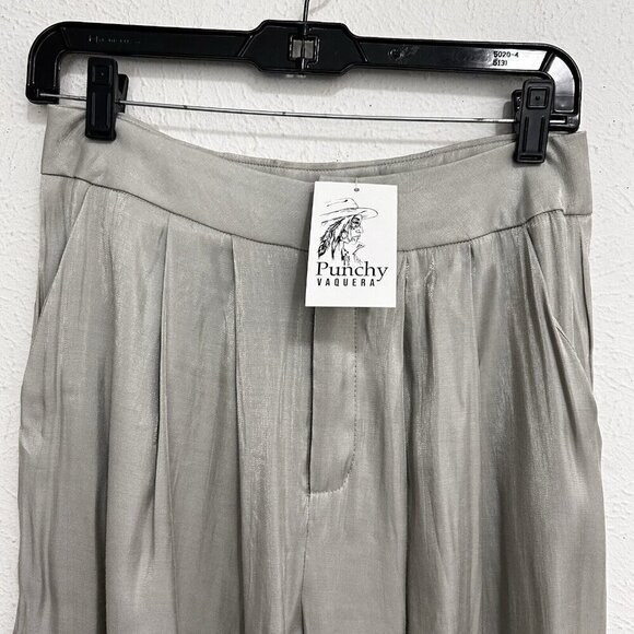 Ellison Light Gray Silky Trouser Pants Sz S Pleated Business Career Lightweight - Picture 3 of 12